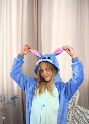 Детская пижама кигуруми стич синий , тёплая детская пижама