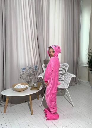 Детская пижама кигуруми Киси миси розовая, тёплая детская пижама