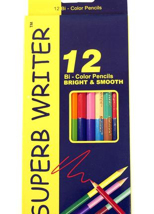 Набор цветных карандашей (двухсторонний) 12шт/24цв. "Superb Wr...