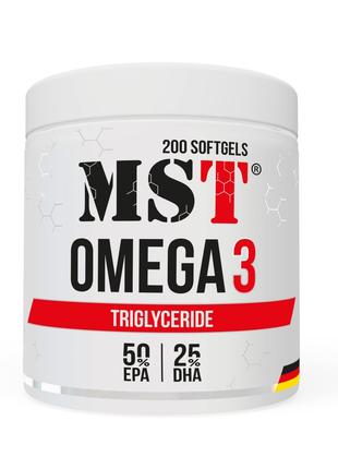 Жирні кислоти MST Omega 3 Triglyceride, 200 капсул