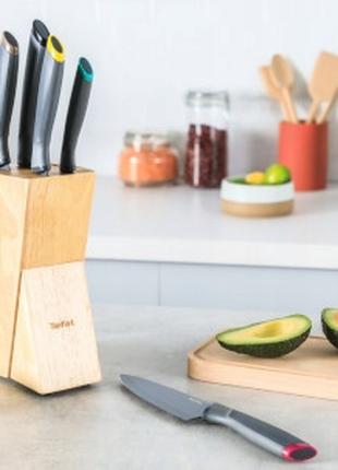 Набор ножей Tefal Fresh Kitchen с деревянной подставкой 5 шт (...
