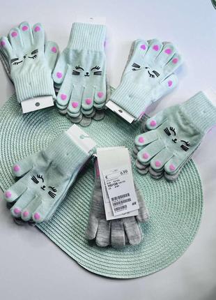 Яркие стильные перчатки от н&m для девочки 4-8 лет комплект 2 ...