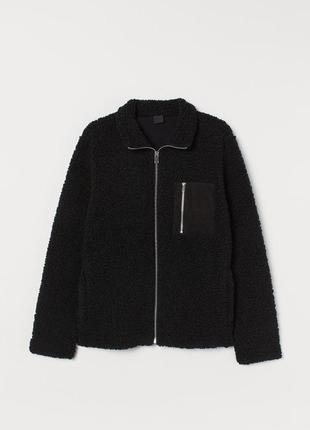 Черная зимняя куртка из искусственной овчины черный h&amp;m