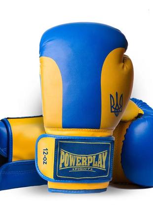 Боксерські рукавиці powerplay 3021 ukraine синьо-жовті 12 унцій