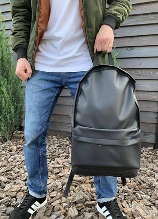 Рюкзак кожанный черный стильный рюкзак классический рюкзак уни...