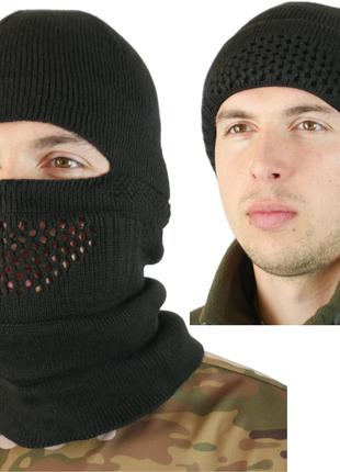 Шапка маска балаклава зимняя черная тактическая теплая мужская...