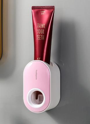 Стильный дозатор для зубной пасты TOOTHPASTE (pink, розовый)