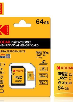 Kodak карта памяти MicroSD 64Gb (10 class V30), U3 - Оригинал