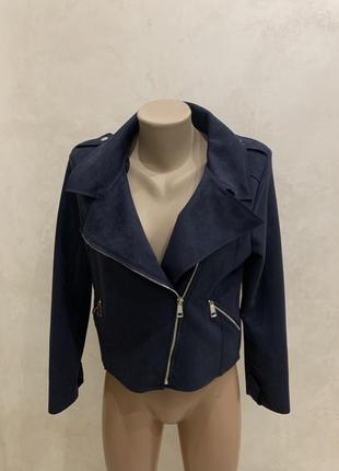 Синяя замшевая куртка косуха женская f&amp;f