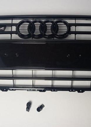 Решетка радиатора Audi A4 B8 2012-2015 стиль S-line / S4 (черн...