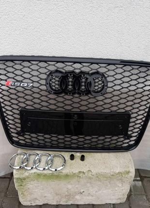 Решітка радіатора RS на AUDI Q7 (чорна з чорною окантовкою)