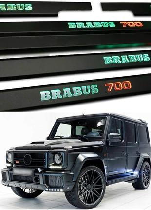 Накладки на пороги black с подсветкой Brabus 700 на Mercedes-B...