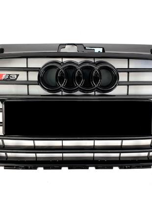 Решетка радиатора Audi A3 2016-2020 стиль S3 (черная)