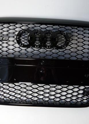 Решетка радиатора RS6 на Audi A6 2005-2012 (черная с черной ок...
