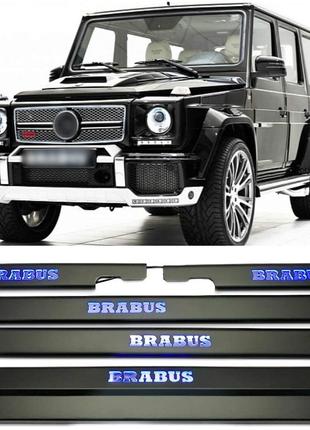Накладки на пороги black с подсветкой blue Brabus на Mercedes-...