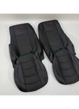 Набор чехлов на сиденья DAF XF E6 черного цвета с красной нитью