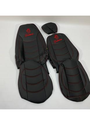 Набор чехлов на сиденья SCANIA R-G 420 черного цвета с красной...