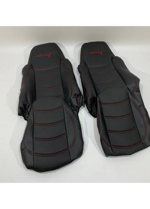 Набор чехлов на сиденья DAF XF95 - XF105 черного цвета с красн...