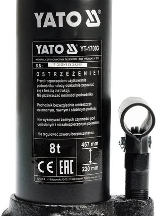 Домкрат гидравлический бутылочный 8 тонн (230-457 ММ) YATO YT-...