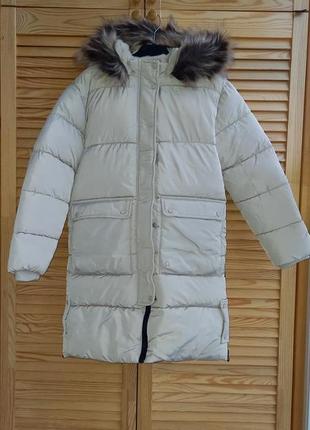 Зимняя бежевая куртка, пальто george для девочки