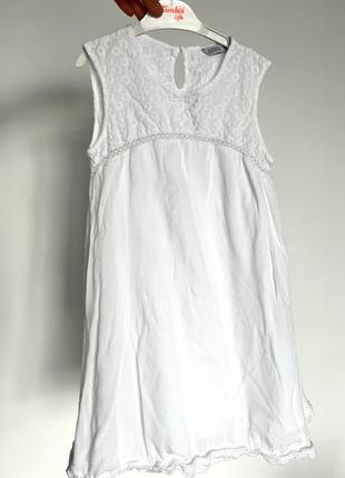 Італійська біла сукня туніка для дівчики літня біла сукня з ме...