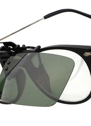 Накладка на окуляри Green Grey Сонцезахисна кліпса для водіїв