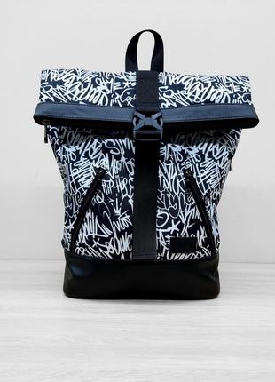 Рюкзак для ноутбука. стильный городской рюкзак rolltop черно-б...