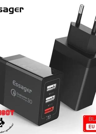 Сетевое зарядное устройство Essager 30W, 3хUSB, Quick Charge 3.0