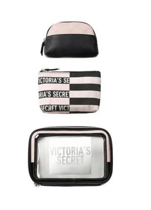 Набір косметичок victoria's secret beauty bag trio stripe