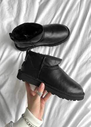 Женские uggultra mini black leather premium