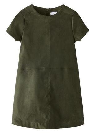 Zara замшевое платье для девочки 10 лет зеленое