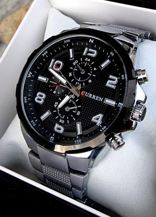 Мужские серебряные наручные часы Куррен, классическая модель.