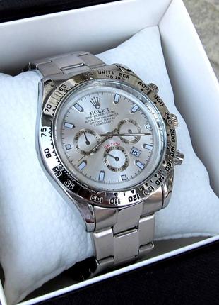 Чоловічий срібний наручний годинник Rolex/Roлекс, класичний ст...