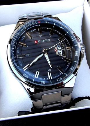 Чоловічий класичний срібний преміум наручний годинник Curren /...