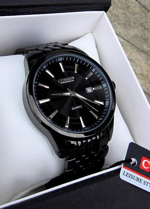 Мужские чёрные наручные часы Curren / Куррен классические.