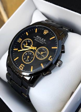 Мужские черные наручные часы Rolex / Ролекс, классические.