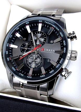 Чоловічий срібний наручний годинник Curren / Куррен