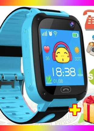 Детские смарт часы телефон Smart Baby watch S4 с GPS синий цвет.