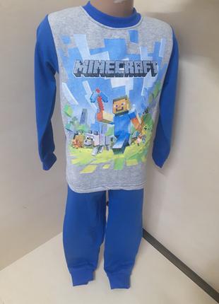 Теплая Подростковая Пижама для мальчика Minecraft начес байка ...
