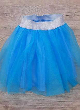 Модная детская юбка из фатина ярко - голубого цвета р. S