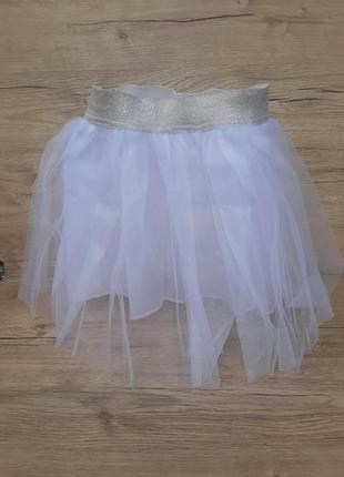 Детская фатиновая юбка для выступлений Белого цвета р. S