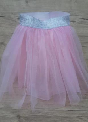 Детская юбка из фатина для праздников Бледно - Розовая р. S