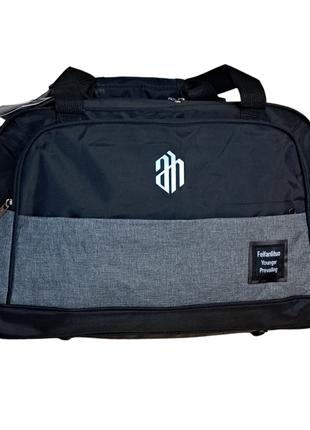 Спортивная сумка среднего размера 65х28х40см - Черная с серым