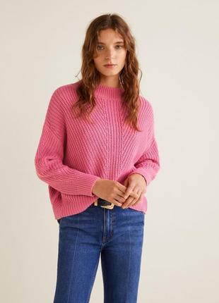 Mango розовый свитер тонкой вязки l