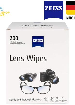 Влажные салфетки для очков и оптики 200 шт ZEISS