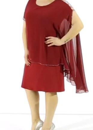 Платье нарядное красное "Летящий шифон"
