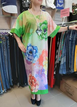 Платье женское большого размера "Летние цветы"