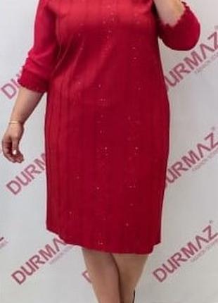 Платье женское нарядное "Красное с шифоновым рукавом"