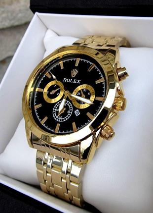 Чоловічий золотий наручний кварцевий годинник Rolex / Ролекс п...