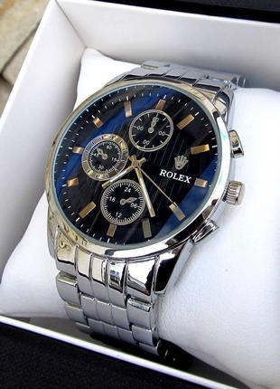 Чоловічий класичний срібний наручний годинник Rolex / Ролекс